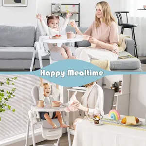 Costway Adjustable Baby High Chair Foldable Reclining Infant Highchair Removable Trays