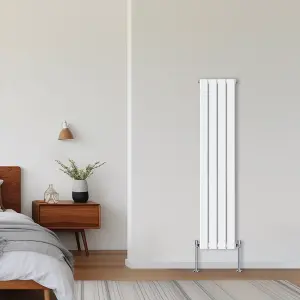 Rinse Bathrooms Vertical Radiators 1600x272mm Flat Panel Column Designer Radiator White Single Radiators Central Heating