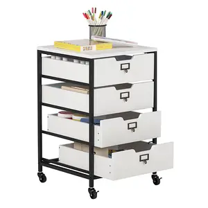 4 Drawer Mobile Storage Organizer In Charcoal / White