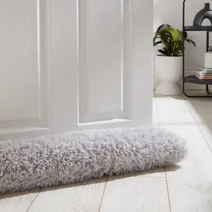 Cuddly Deep Pile Faux Fur Door Draught Excluder Silver