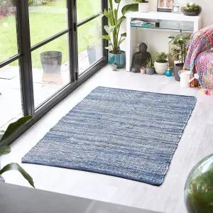 Chindi Handwoven Denim Recycled Rag Rug - 120 x 180cm