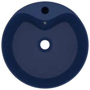 Luxury Wash Basin with Overflow Matt Dark Blue 36x13 cm Ceramic