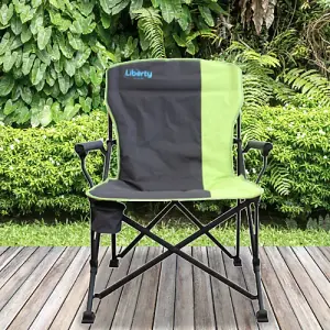 Liberty Leisure LLFC-3 Folding Camping Chair, Lime Green, Cup Holder