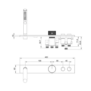 Carmelo Deck-mounted 2 Way Bath Shower Mixer with Handset