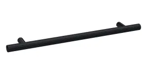 Furniture Handle Textured Knurled Bar Handle, 252mm (192mm Centres) - Matt Black