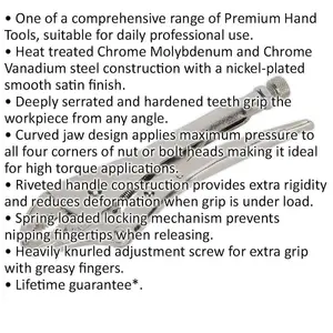 230mm Locking Pliers - Curved Deeply Serrated 45mm Jaws - Hardened Teeth