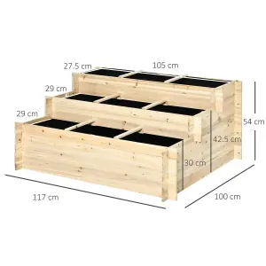 Outsunny 3 Tier Raised Garden Bed Planter Box w/ 9 Grids & Non-woven Fabric