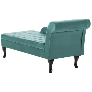 Right Hand Velvet Chaise Lounge with Storage Teal PESSAC