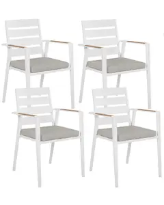 Set of 4 Garden Chairs with Cushions TAVIANO Metal Grey