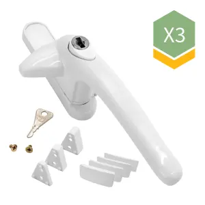 Universal Cockspur Window Handle Kit (3 Pack) - Right, White/White