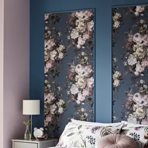 GoodHome Chryso Blue Floral Textured Wallpaper