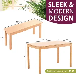 Hallowood Furniture Waverly Oak Dining Table (TAB1200) Set with 2 benches