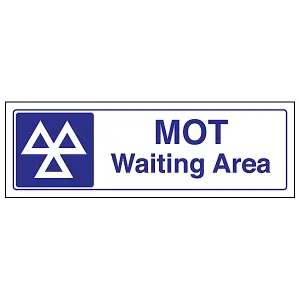 MOT Waiting Area Garage Customer Sign - Rigid Plastic - 450x150mm (x3)