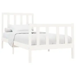 Berkfield Bed Frame White Solid Wood Pine 90x200 cm