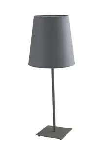 Luminosa ELVIS Table Lamp with Round Tapered Shade Grey, Fabric Lampshade 24x63.5cm