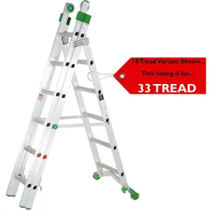 PREMIUM 33 Tread Combination Ladder 3 Section Extension Step Frame & Stairwell