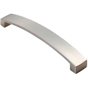 Flat Curved Bow Pull Handle 238 x 25mm 224mm Fixing Centres Satin Nickel