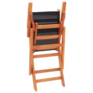 Berkfield Folding Garden Chairs 2 pcs Black Solid Eucalyptus Wood and Textilene