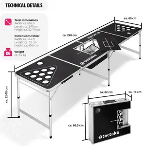 Drink Pong Table - height adjustable, foldable, drinks compartment