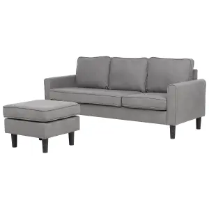 3 Seater Fabric Sofa with Ottoman Light Grey AVESTA