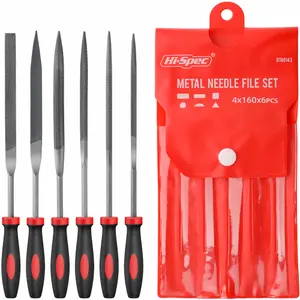 Hi-Spec 6pc Metal Small Needle Hand Mini File Set. Steel Flat, Half, Round & Triangle Sizes for Metal, Wood & Craftwork