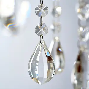 Luminosa Tabitha 8 Light Bathroom Pendant Crystal Glass Detail, Chrome Plate IP44, G9