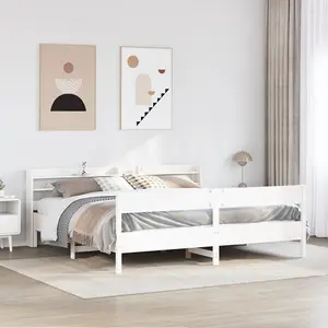 Berkfield Bed Frame without Mattress White 200x200 cm Solid Wood Pine