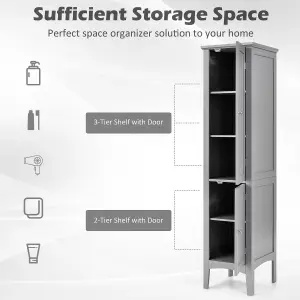 Costway 5-Tier Bathroom Freestanding High Cabinet Storage Cabinet Organizer w/ 2 Shelves