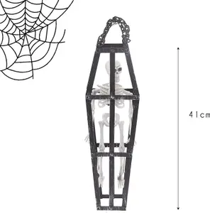 Halloween Hanging Skeleton Caged - Terrifying Detailed Decoration Spooky 41cm