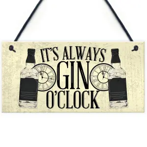 Red Ocean Gin O'Clock Friend House Warming Birthday Gift Plaque Garden Kitchen Gin  Tonic Sign