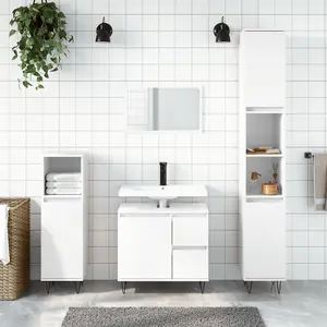 Berkfield Bathroom Cabinet High Gloss White 30x30x190 cm Engineered Wood