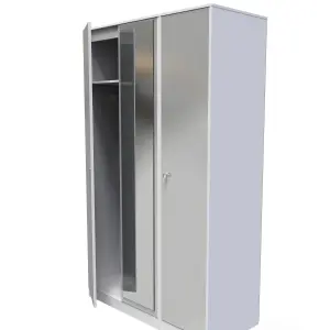 Taunton Triple Mirror Wardrobe in Uniform Grey Gloss & White (Ready Assembled)