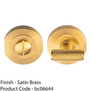 Knurled T Bar Thumbturn & Release Lock - Satin Brass - Bathroom Door WC