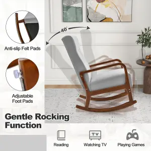 Costway Rocking Chair with Ottoman Upholstered Fabric Tufted Glider Chair & Footrest Set