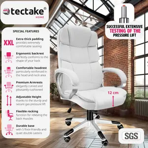 Office Chair Jonas - stepless height adjustment, ergonomic, thick padding - white