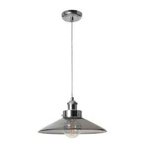 1 Light Conical Smoke Glass Shade Pendant - Nickel