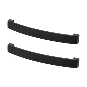 DecorAndDecor - ASTERIA Matt Black Flat Bow Kitchen Cabinet Drawer Cupboard Pull Door Handles - 160mm - Pair