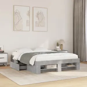 Berkfield Bed Frame without Mattress Concrete Grey 140x190cm Engineered Wood