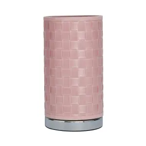 Inlight Hektor Cylinder Polished Pink Woven effect Table lamp