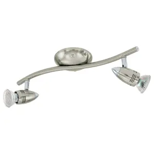 Flush Ceiling Light Colour Satin Nickel Chrome Shade Bulb GU10 2x3W Included