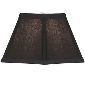 5" Inch Square Tapered Lamp Shade Black Faux Silk Fabric Cover Modern Elegant