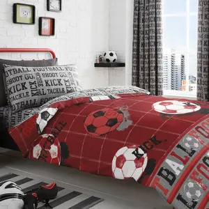 Football Polyester Graphic Print & Text Duvet Cover Set with Pillowcases Grey / Single Duvet Cover + 1 Standard Pillowcase