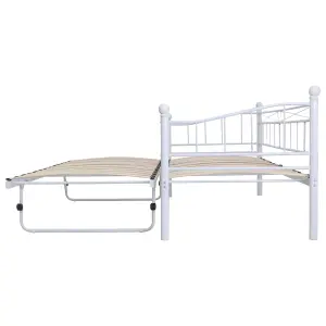 Berkfield Bed Frame White Steel 180x200/90x200 cm 6FT Super King