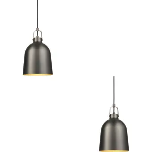 2 PACK Hanging Ceiling Pendant Light - Aged Pewter & Aged Copper Plate - 10W LED E27