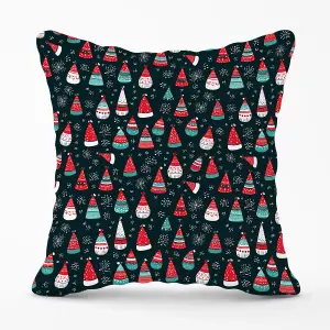 Hand Drawn Cheerful Santa Hats Outdoor Cushion 45cm x 45cm