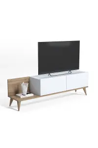 Soho TV Stand with 1 Shelves and 2 Cabinet, 152 x 35 x 43 cm TV Unit Table for TVs up to 55 inch, Oak/White