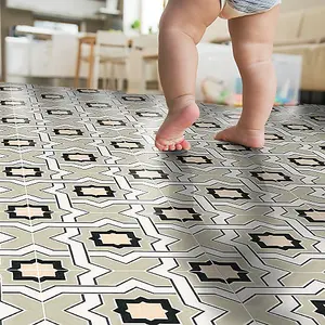 Quadrostyle Lattice in Olive Wall and Floor Tile Vinyl Stickers 30cm(L) 30cm(W) pack of 4