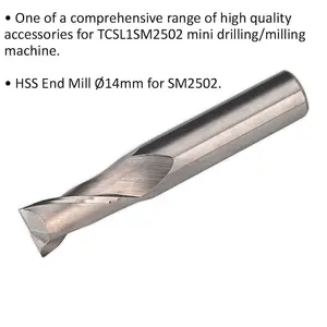 High-Quality 14mm HSS End Mill 2 Flute for ys08796 Mini Drilling and Milling Machine