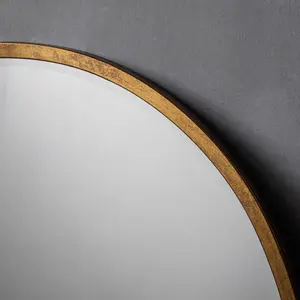 Thora Metal Flat Wall Mirror Higgins Round Mirror Black / 60cm H x 60cm W