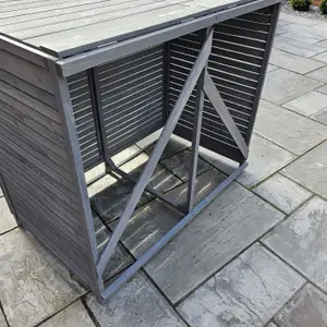 1.35m x 1.14m Large Grey Wooden Outdoor Garden Double Wheelie Bin Store Storage for 2 Bins